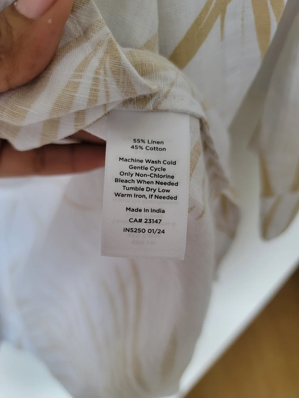 Palm-Print Cotton Robe in Cream & Tan